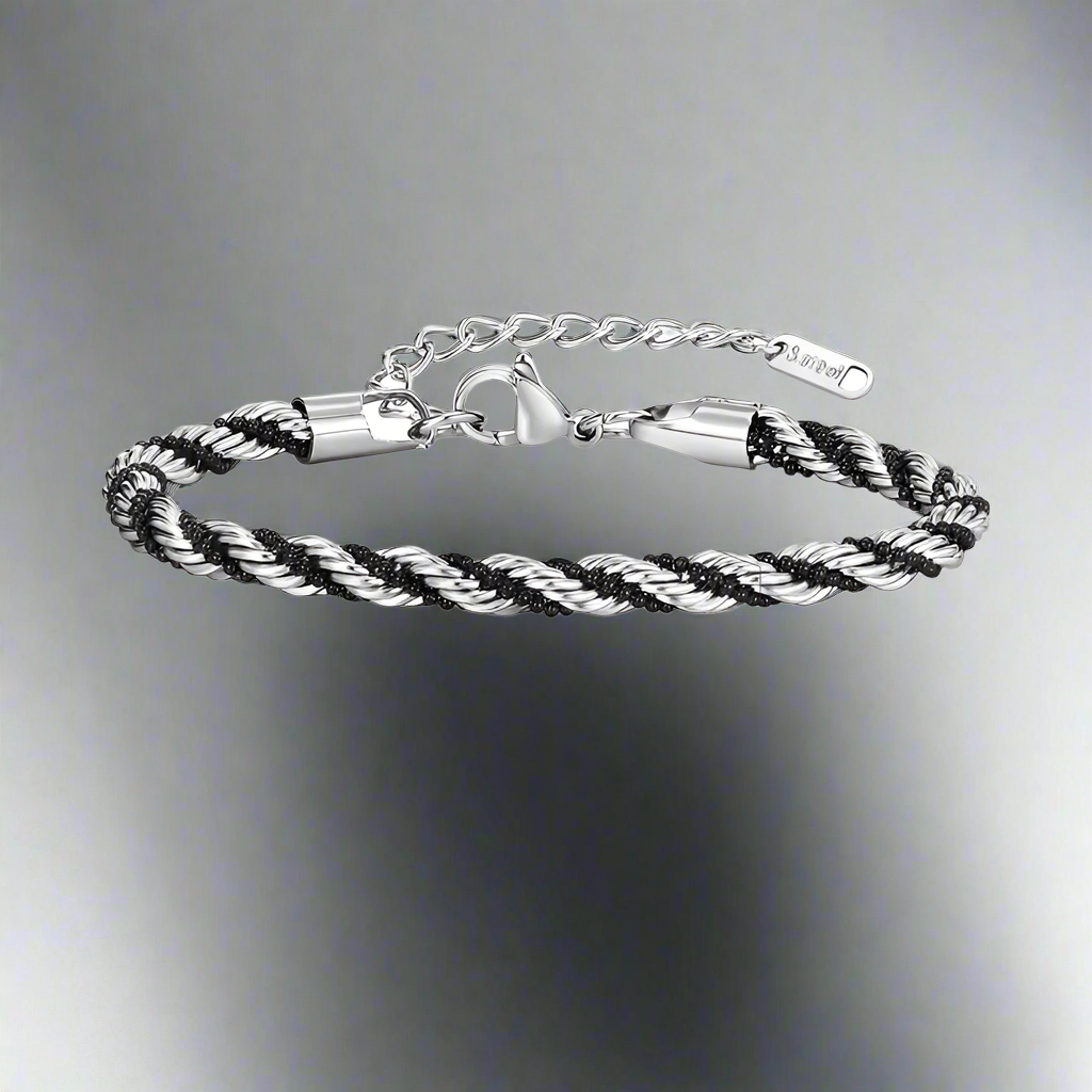 Stainless Steel Twist Links – Two Tone Rope Chain Bracelet