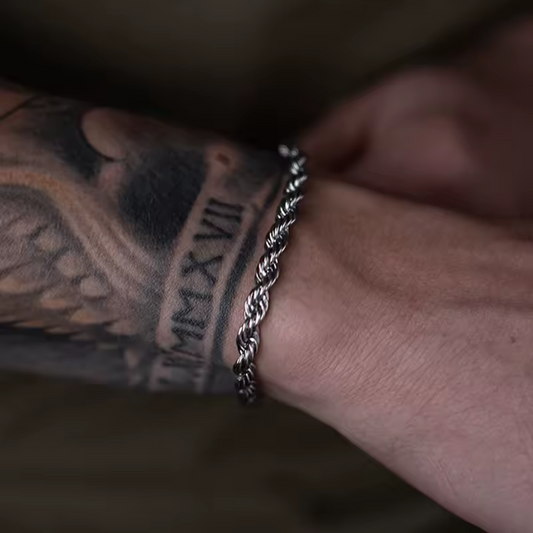 Stainless Steel Twist Links – Two Tone Rope Chain Bracelet