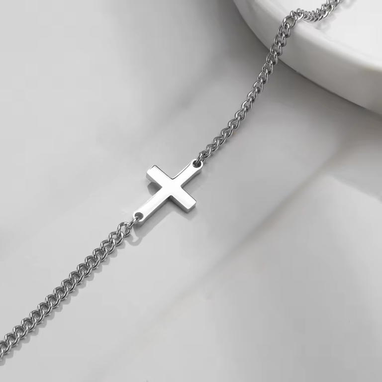 Steel Cross Christian Bracelet – Religious Wristband