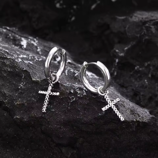 Faith Cross Dangle Hoop Earrings
