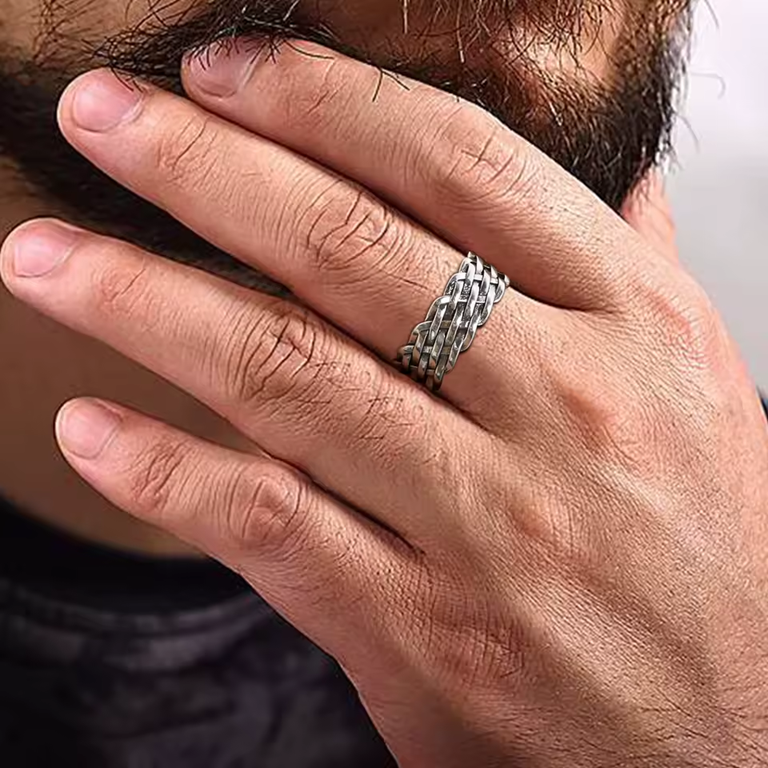 Vintage Rock Band - Adjustable Braided Metal Ring