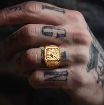 Stainless Steel - Gold Plated Bald Eagle Signet Ring