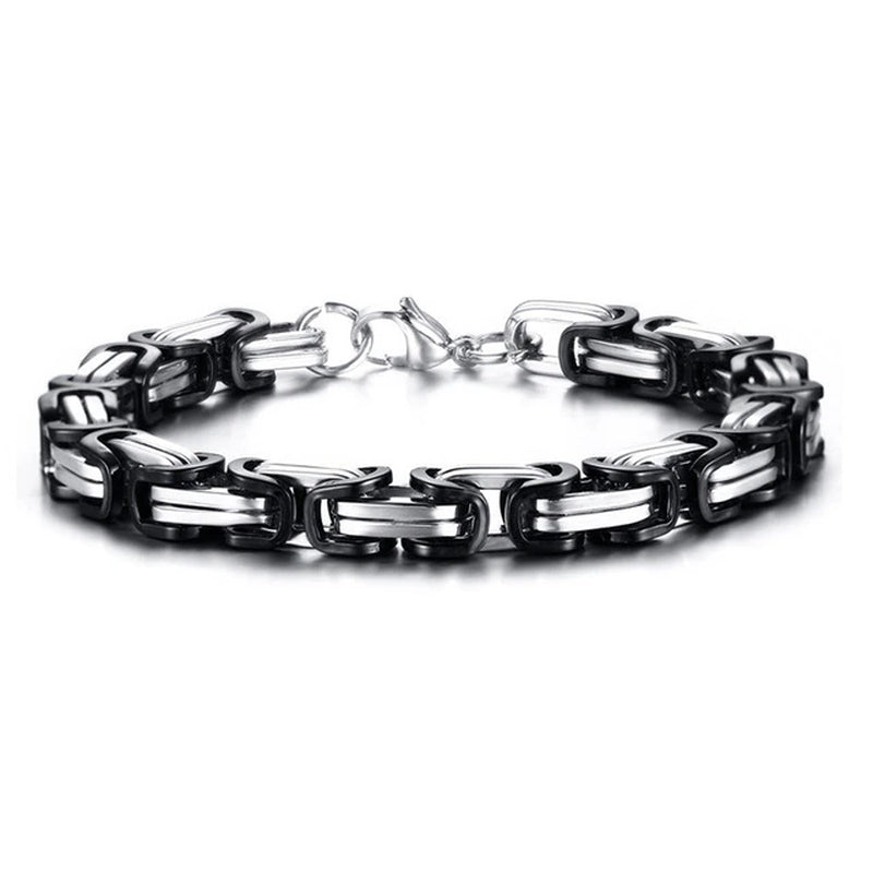 Stylish Byzantine Chain Bracelet for Men Women Boys, Waterproof Stainless Steel Link Wristband, 4/5/6/6.5/8Mm Wide