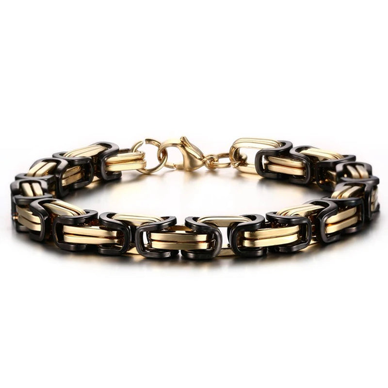 Stylish Byzantine Chain Bracelet for Men Women Boys, Waterproof Stainless Steel Link Wristband, 4/5/6/6.5/8Mm Wide