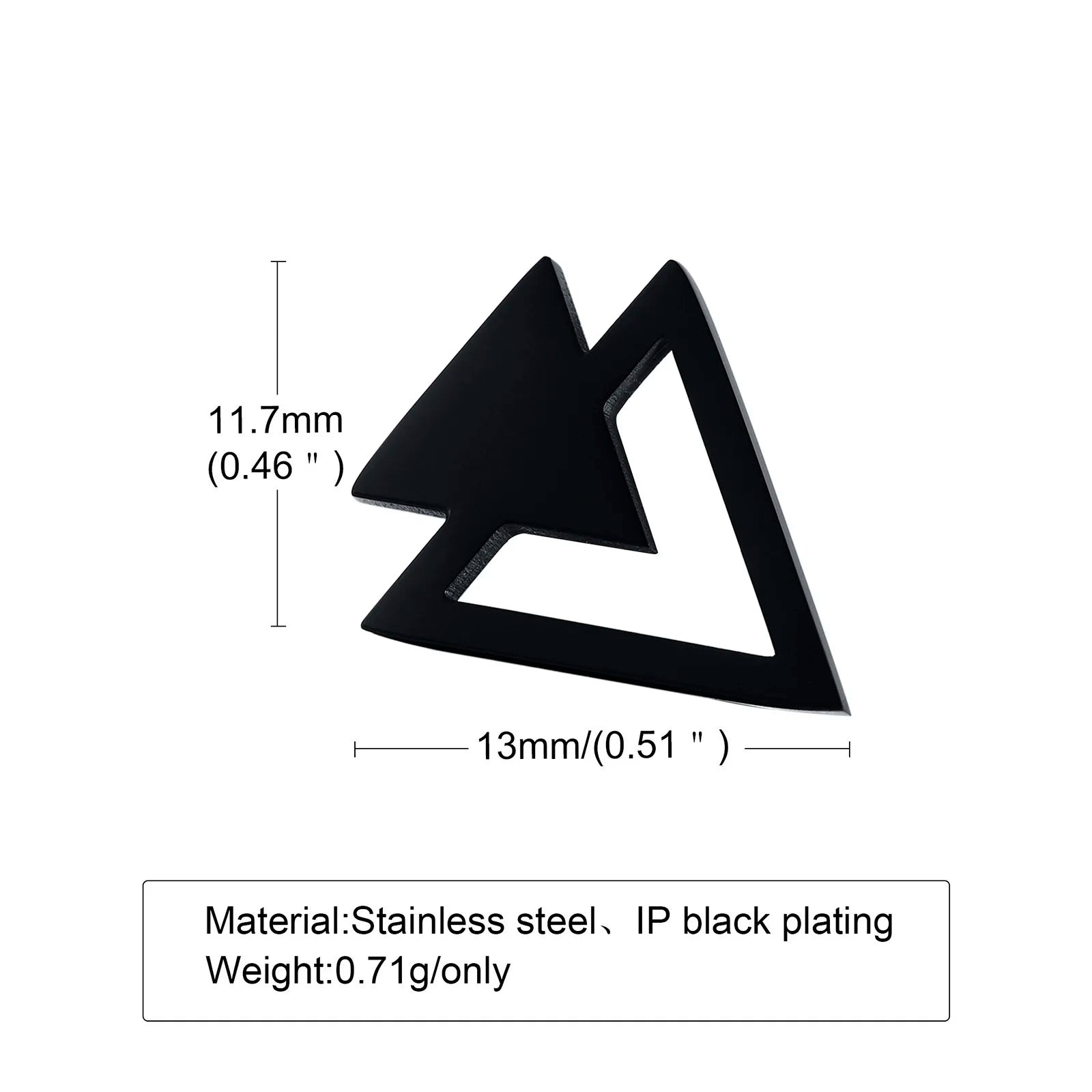 Cool Punk Triangle Stud Earrings for Men Jewelry, anti Allergy Stainless Steel Geometric Ear Clip Accessory,1 Piece/ Pair