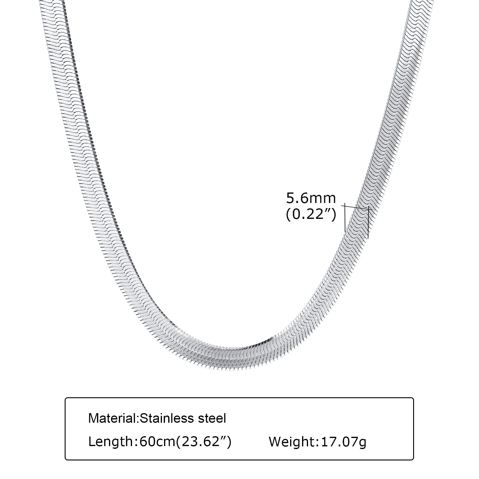 Basic Snake Chain Necklaces for Men Jewelry, Stainless Steel 5.6Mm Width Choker Collar Gift, 50/60Cm