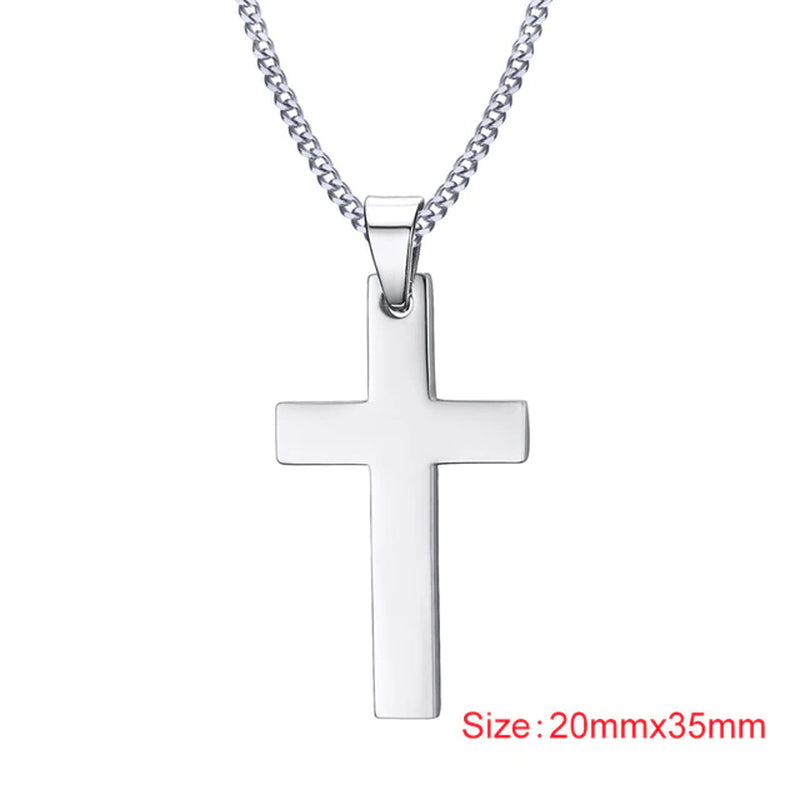 Classic Cross Necklace Men,Minimalist Stainless Steel Christianity Faith Pendant Jewelry,Prayer Gift for Him