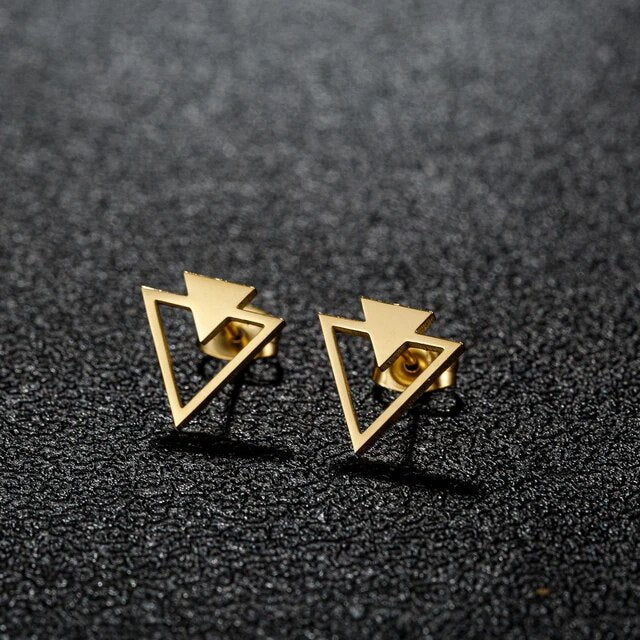 SteelTri: Men's Stainless Triangle Stud Earrings