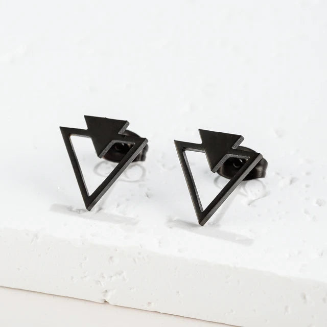 SteelTri: Men's Stainless Triangle Stud Earrings