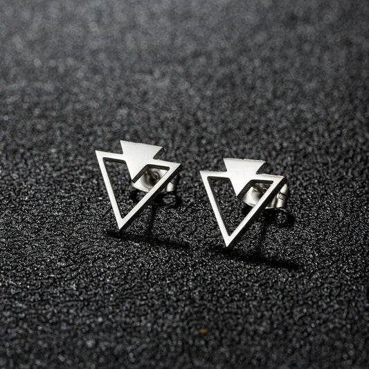 SteelTri: Men's Stainless Triangle Stud Earrings