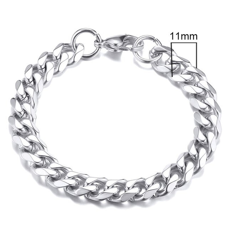 3-11Mm Chunky Miami Curb Chain Bracelet for Men, Stainless Steel Cuban Link Chain Wristband Classic Punk Heavy Male Jewelry