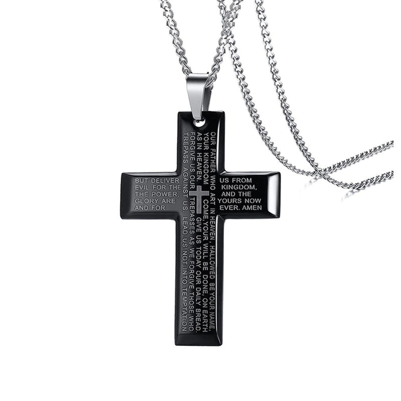 Classic Cross Necklace Men,Minimalist Stainless Steel Christianity Faith Pendant Jewelry,Prayer Gift for Him