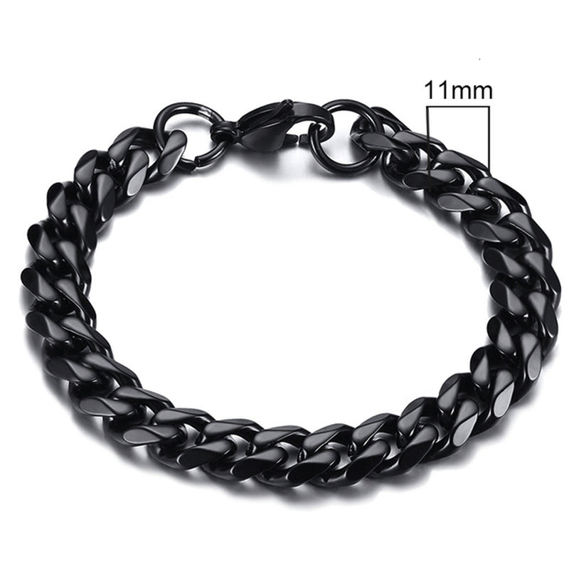 3-11Mm Chunky Miami Curb Chain Bracelet for Men, Stainless Steel Cuban Link Chain Wristband Classic Punk Heavy Male Jewelry