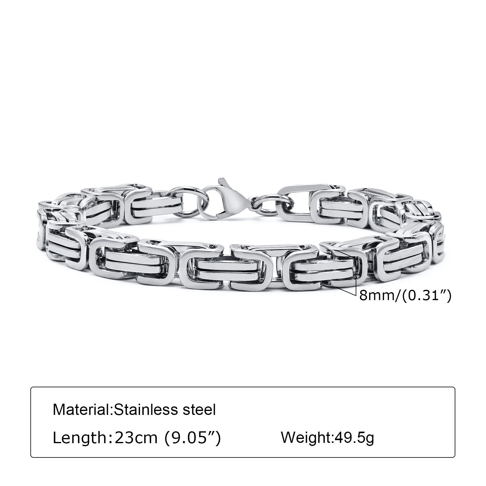 Stylish Byzantine Chain Bracelet for Men Women Boys, Waterproof Stainless Steel Link Wristband, 4/5/6/6.5/8Mm Wide