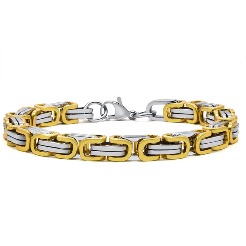 Stylish Byzantine Chain Bracelet for Men Women Boys, Waterproof Stainless Steel Link Wristband, 4/5/6/6.5/8Mm Wide