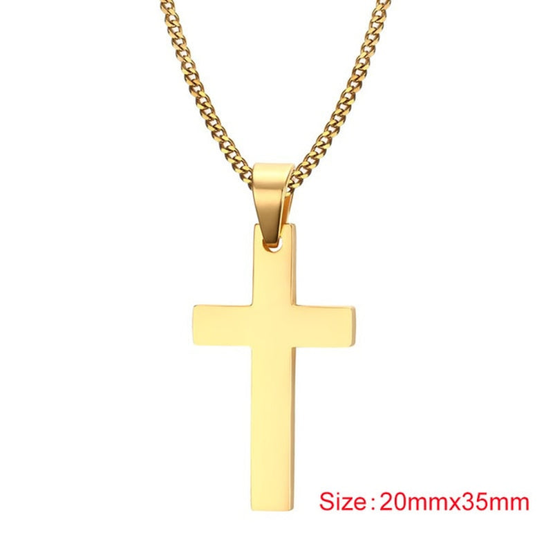 Classic Cross Necklace Men,Minimalist Stainless Steel Christianity Faith Pendant Jewelry,Prayer Gift for Him