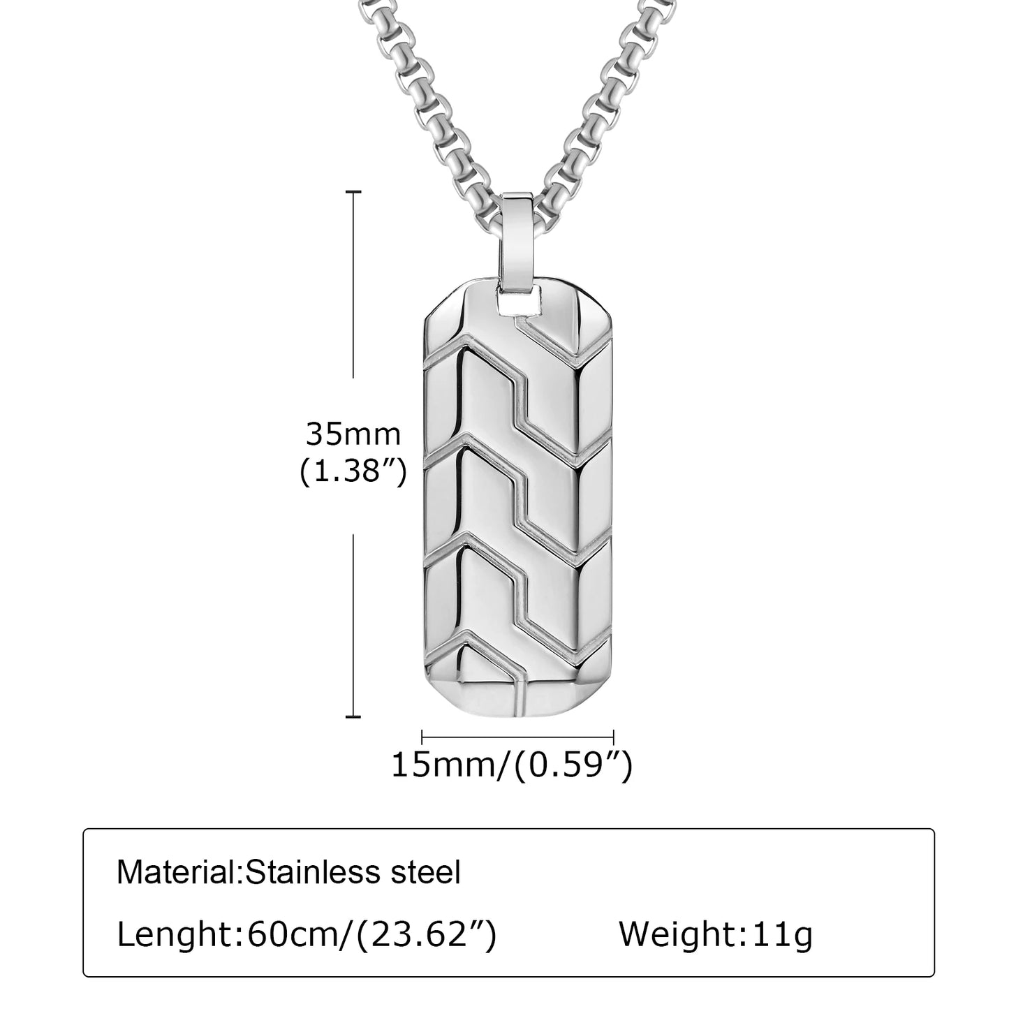 Cool Tire Pattern Necklaces for Men Boys, Stainless Steel Geometric Bar Pendant Collar, Punk Stylish Gifts for Him