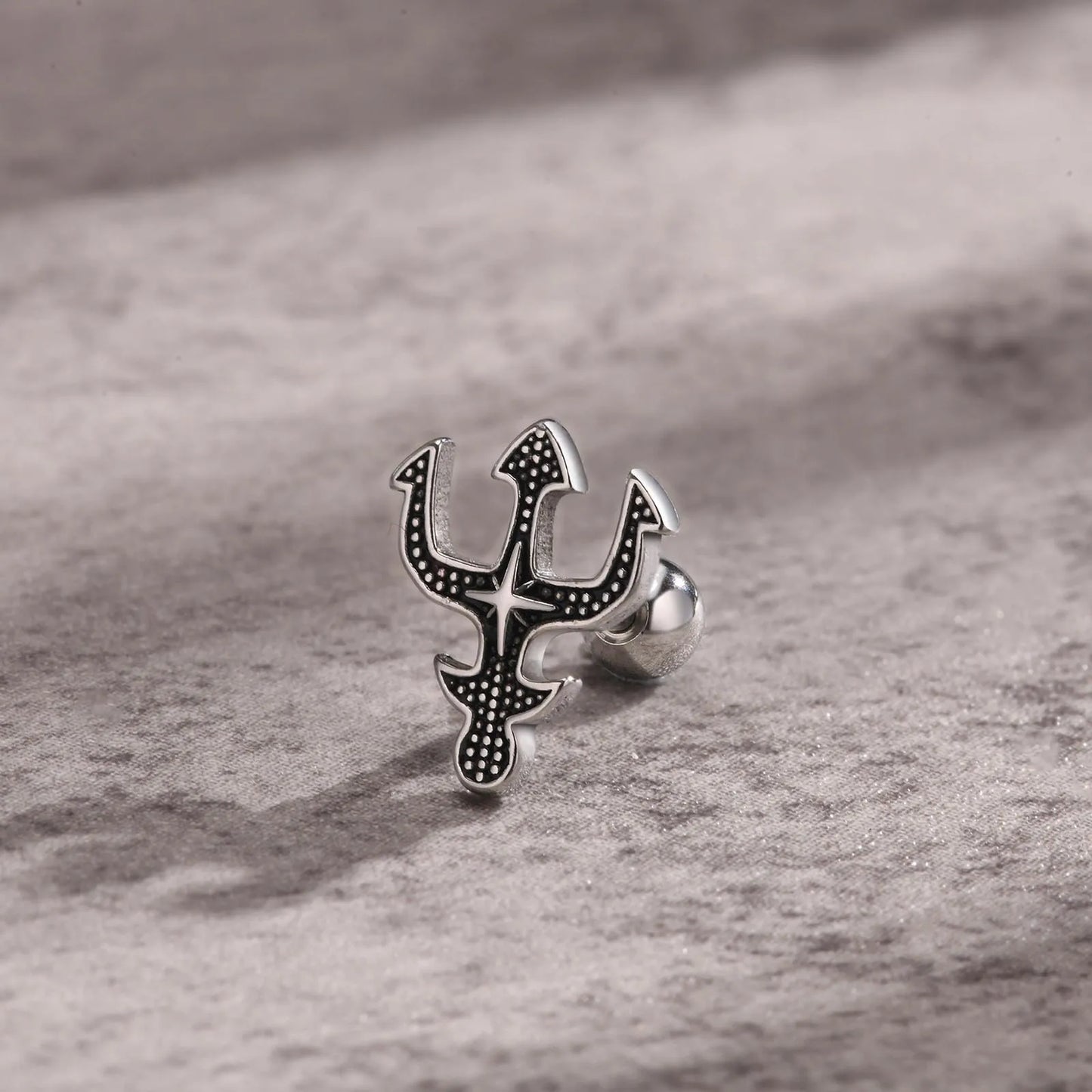 Cool Trident Stud Earrings for Men Women, anti Allergy Stainless Steel Poseidon Greek Mythology Gifts for Him Jewelry