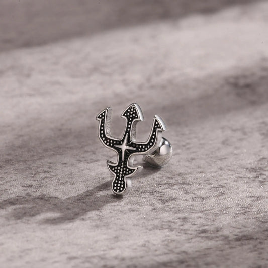 Cool Trident Stud Earrings for Men Women, anti Allergy Stainless Steel Poseidon Greek Mythology Gifts for Him Jewelry