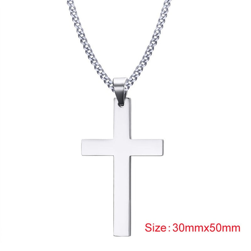 Classic Cross Necklace Men,Minimalist Stainless Steel Christianity Faith Pendant Jewelry,Prayer Gift for Him