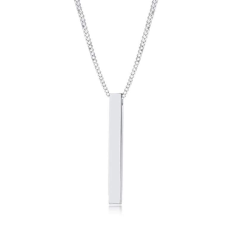 3D Vertical Bar Necklaces for Men, Layering Stainless Steel Geometric Pendant, Layered Wheat Rope Cuban Chain, Boy Collar