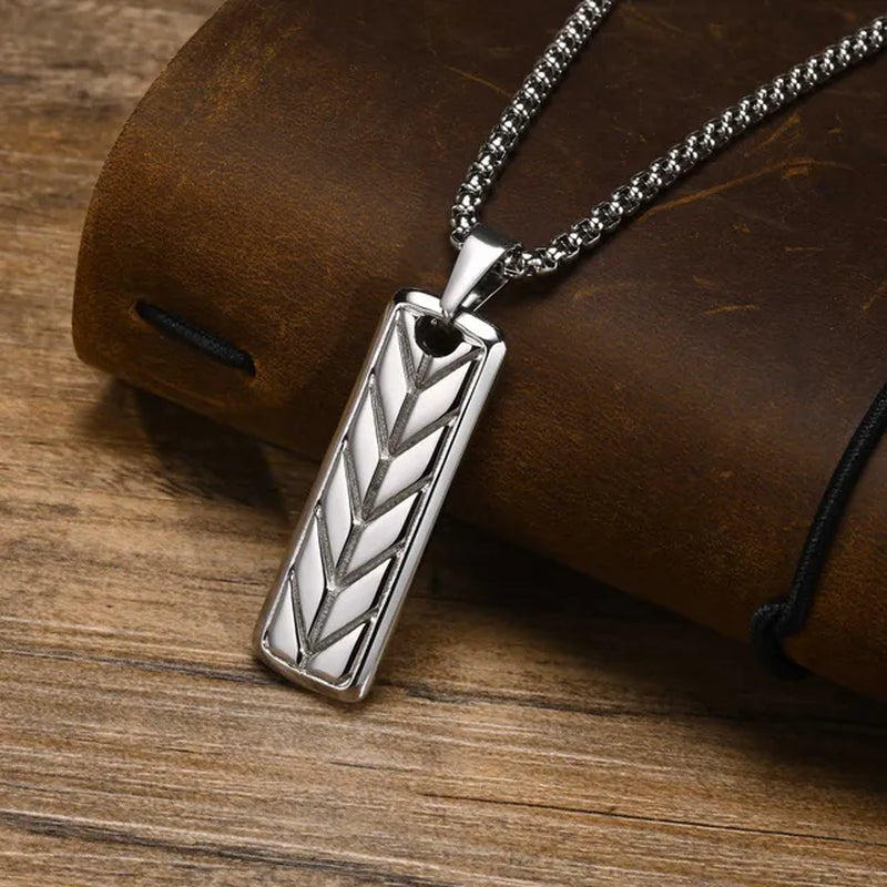 Cool Tire Pattern Necklaces for Men Boys, Stainless Steel Geometric Bar Pendant Collar, Punk Stylish Gifts for Him