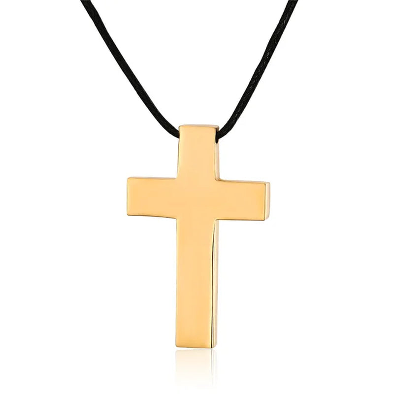 Classic Cross Necklace Men,Minimalist Stainless Steel Christianity Faith Pendant Jewelry,Prayer Gift for Him