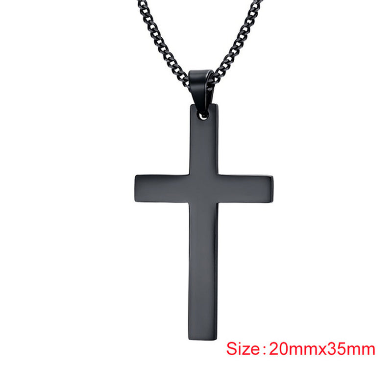 Classic Cross Necklace Men,Minimalist Stainless Steel Christianity Faith Pendant Jewelry,Prayer Gift for Him