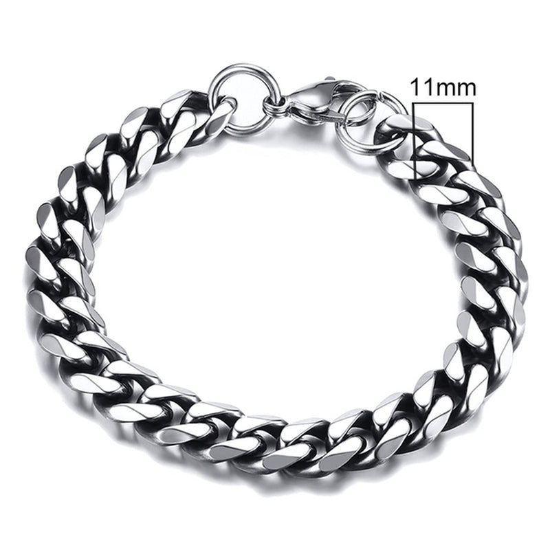 3-11Mm Chunky Miami Curb Chain Bracelet for Men, Stainless Steel Cuban Link Chain Wristband Classic Punk Heavy Male Jewelry