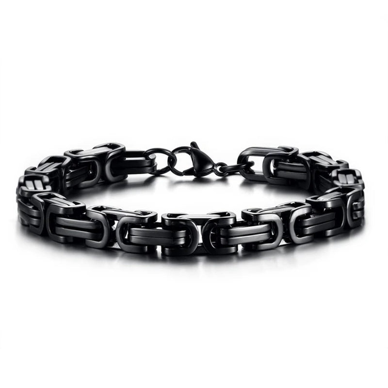 Stylish Byzantine Chain Bracelet for Men Women Boys, Waterproof Stainless Steel Link Wristband, 4/5/6/6.5/8Mm Wide