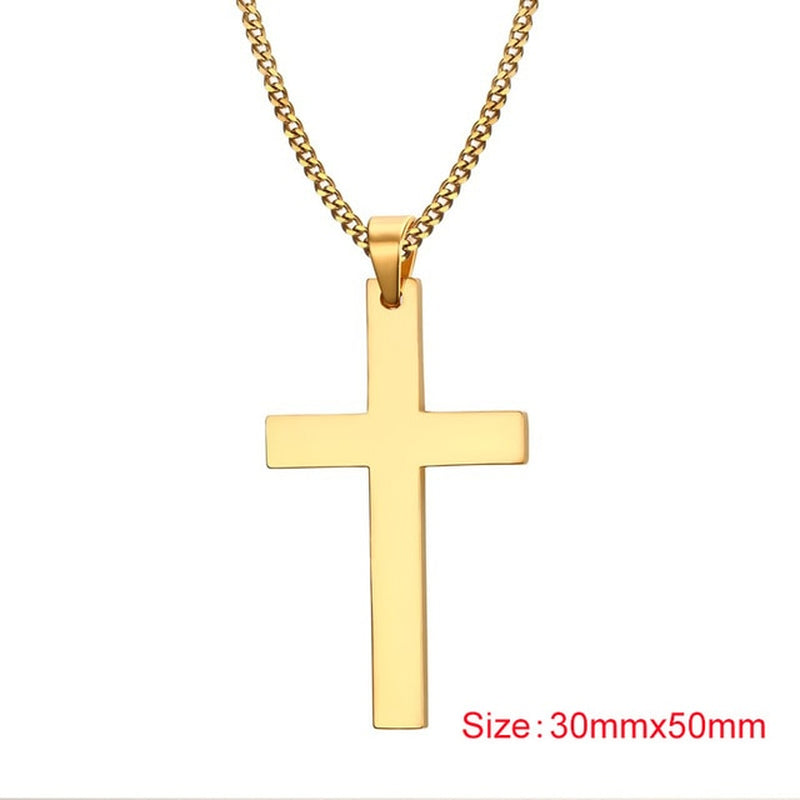 Classic Cross Necklace Men,Minimalist Stainless Steel Christianity Faith Pendant Jewelry,Prayer Gift for Him