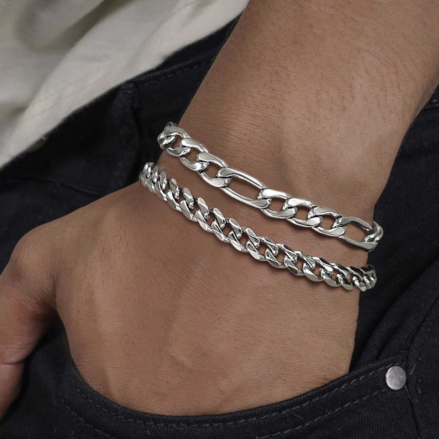 Mens Twisted Rope Chain Bracelet, anti Allergy Stainless Steel Metal Minimalist Chain Wristband,Stylish Male Jewelry