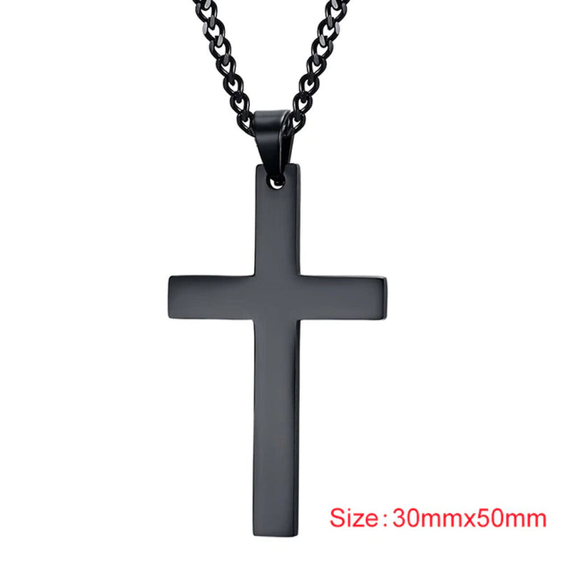 Classic Cross Necklace Men,Minimalist Stainless Steel Christianity Faith Pendant Jewelry,Prayer Gift for Him