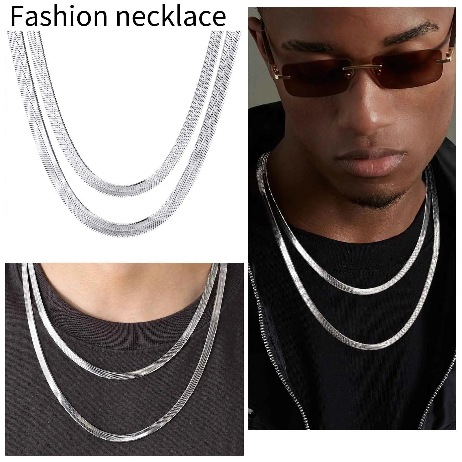 Basic Snake Chain Necklaces for Men Jewelry, Stainless Steel 5.6Mm Width Choker Collar Gift, 50/60Cm