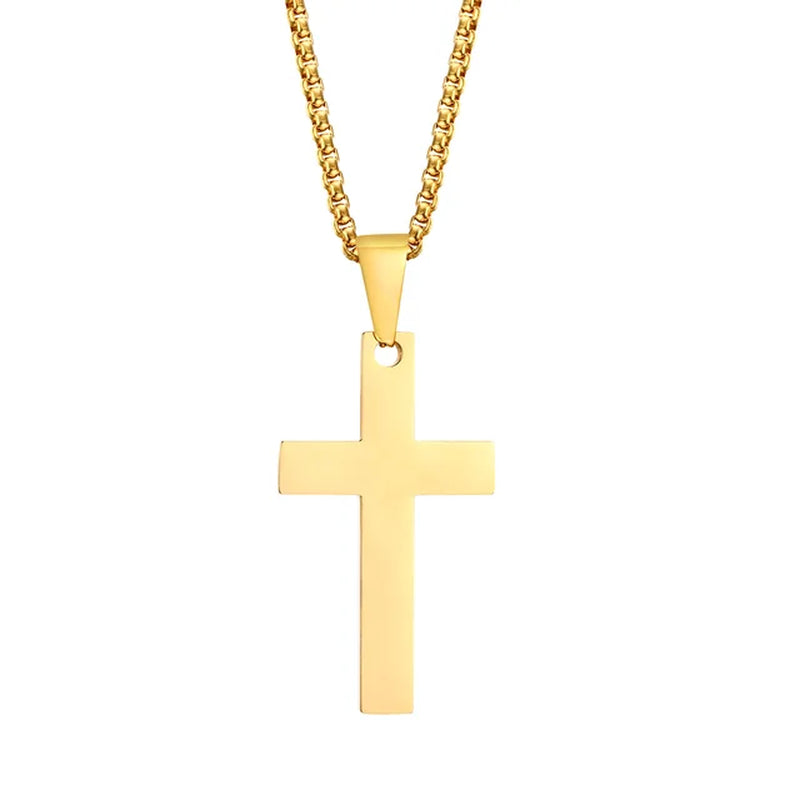 Simple Plain Cross Pendant and Dogtag Duo Necklace Set for Men Women,High Polished Stainless Steel Christian Prayer Jewelry