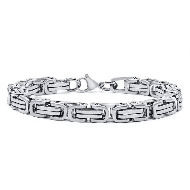 Stylish Byzantine Chain Bracelet for Men Women Boys, Waterproof Stainless Steel Link Wristband, 4/5/6/6.5/8Mm Wide