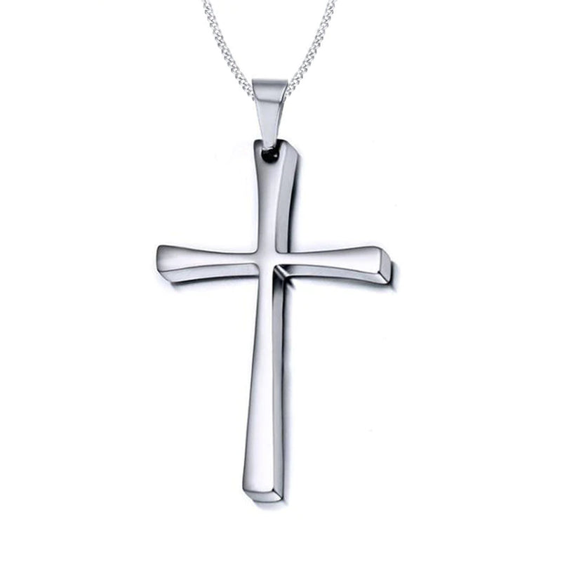 Classic Cross Necklace Men,Minimalist Stainless Steel Christianity Faith Pendant Jewelry,Prayer Gift for Him