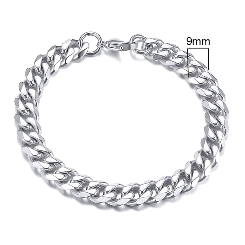 3-11Mm Chunky Miami Curb Chain Bracelet for Men, Stainless Steel Cuban Link Chain Wristband Classic Punk Heavy Male Jewelry