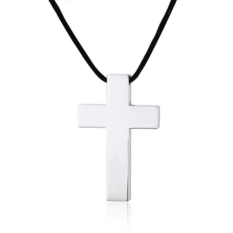 Classic Cross Necklace Men,Minimalist Stainless Steel Christianity Faith Pendant Jewelry,Prayer Gift for Him