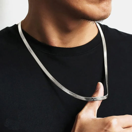 Basic Snake Chain Necklaces for Men Jewelry, Stainless Steel 5.6Mm Width Choker Collar Gift, 50/60Cm