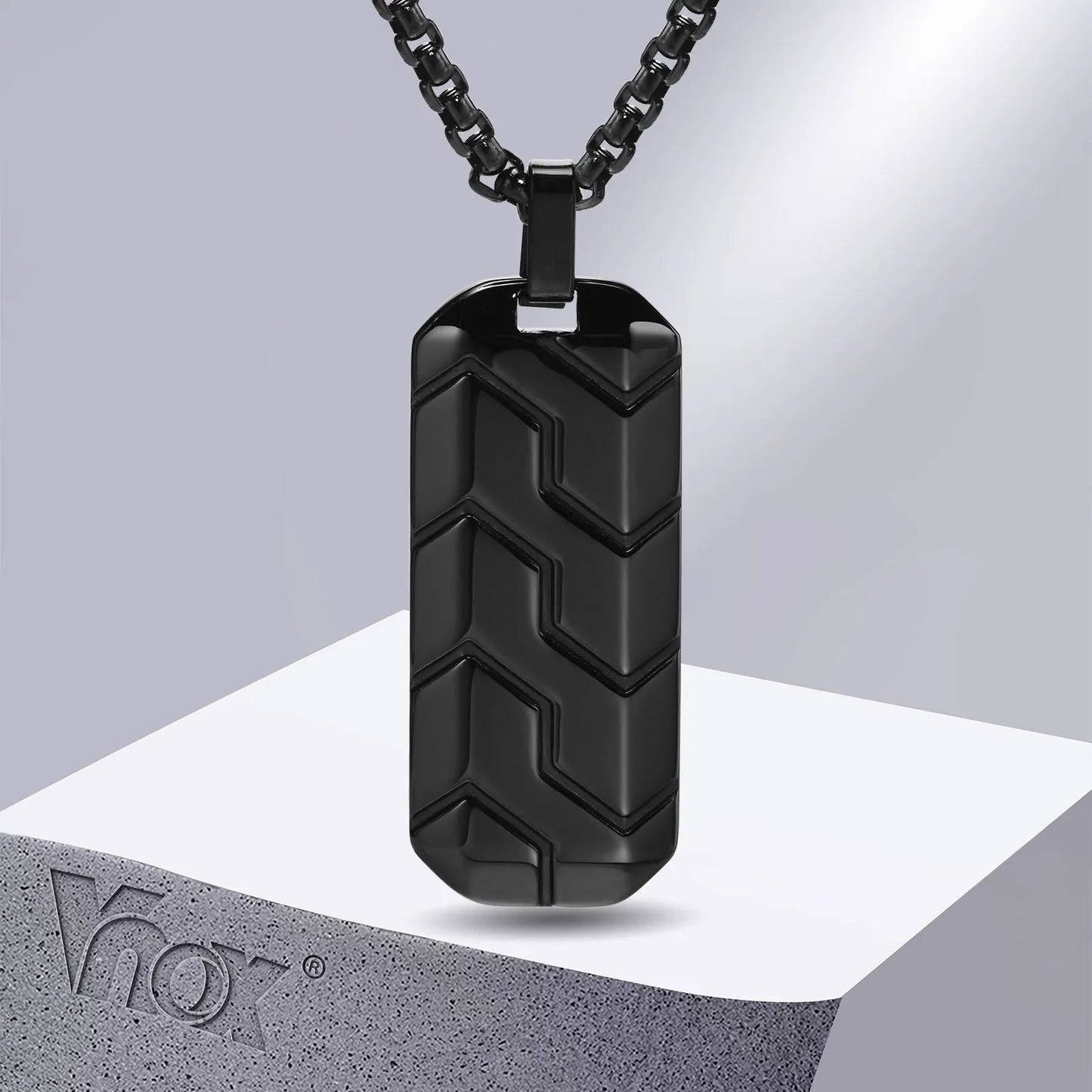 Cool Tire Pattern Necklaces for Men Boys, Stainless Steel Geometric Bar Pendant Collar, Punk Stylish Gifts for Him