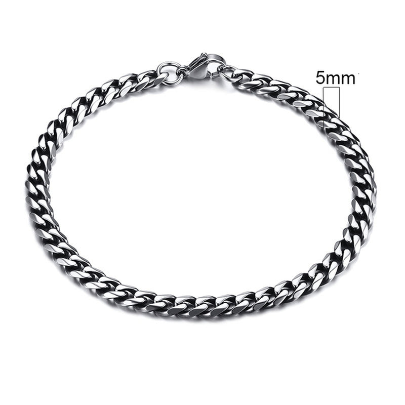 3-11Mm Chunky Miami Curb Chain Bracelet for Men, Stainless Steel Cuban Link Chain Wristband Classic Punk Heavy Male Jewelry