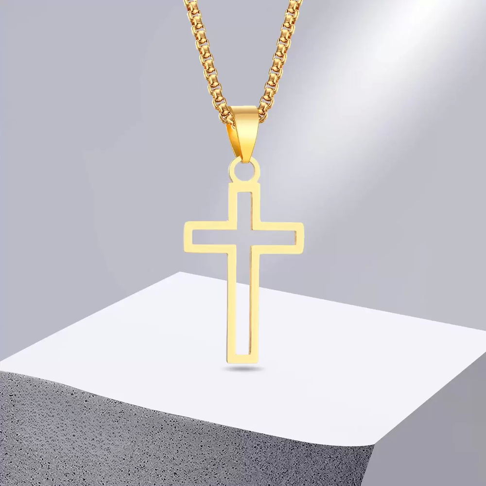 GraceCut: Stainless Steel Cutout Cross Necklace